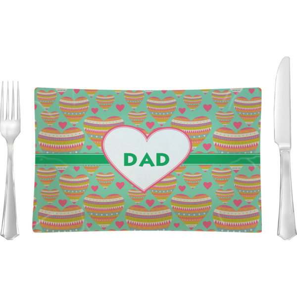 Custom Hearts Rectangular Glass Lunch / Dinner Plate - Single or Set (Personalized)