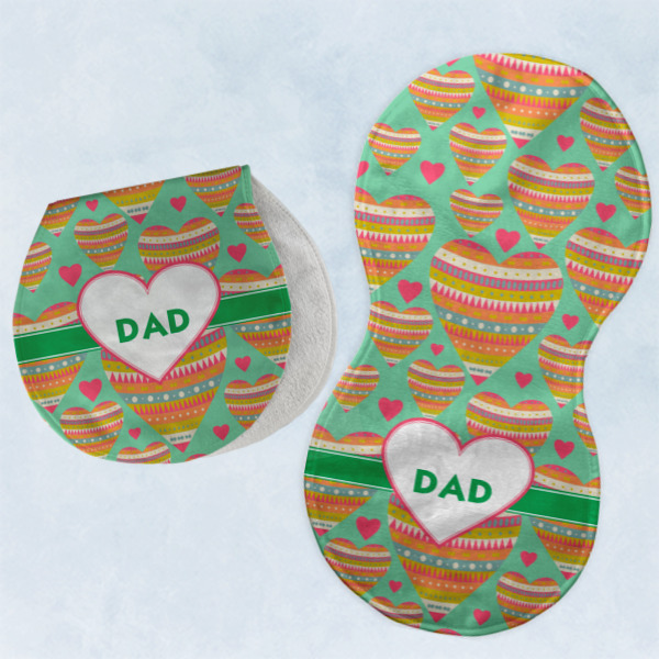 Custom Design - Two Peanut Shaped Burps - Open and Folded