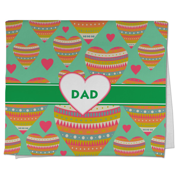 Custom Hearts Kitchen Towel - Poly Cotton w/ Monograms