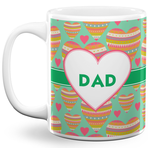 Custom Hearts 11 Oz Coffee Mug - White (Personalized)