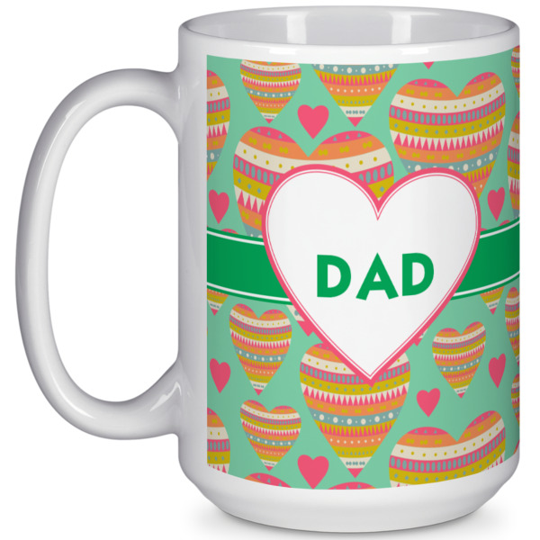 Custom Hearts 15 Oz Coffee Mug - White (Personalized)