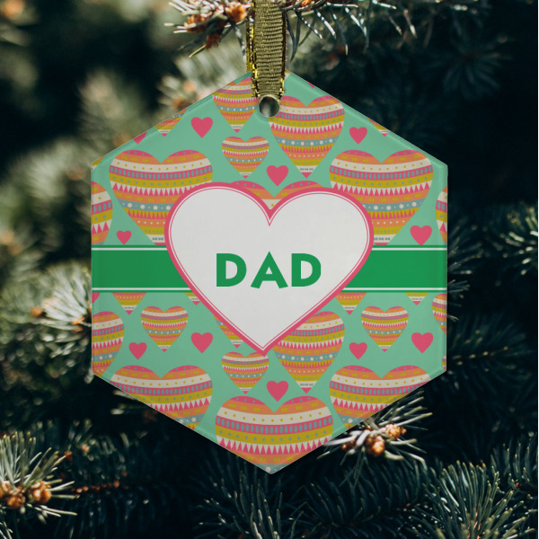 Custom Design - Frosted Glass Ornament - Hexagon (Lifestyle)