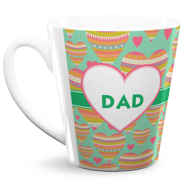 Custom Hearts 12 Oz Latte Mug (Personalized)