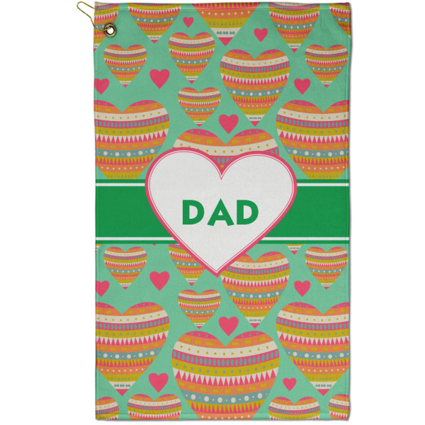 Custom Hearts Golf Towel - Poly-Cotton Blend - Small w/ Monograms