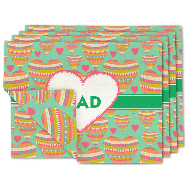 Custom Hearts Linen Placemat w/ Monogram