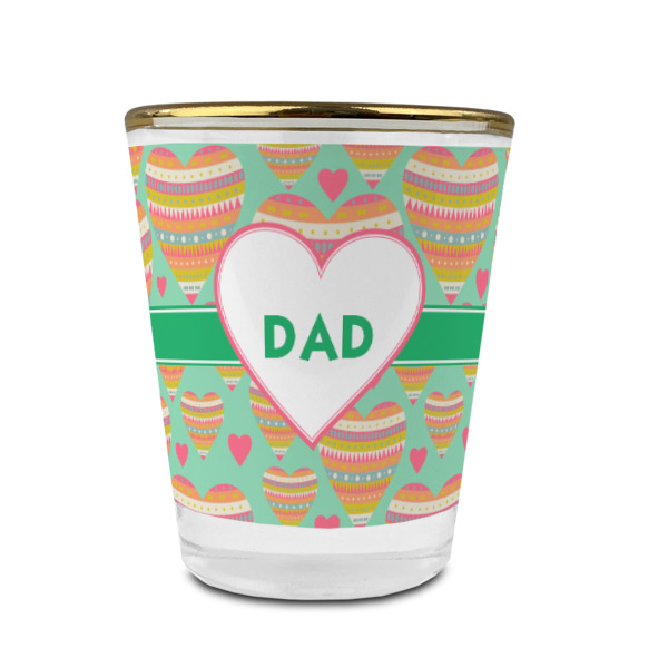 Custom Design - Glass Shot Glass - Gold Rim - Front