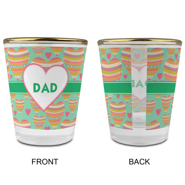 Custom Design - Glass Shot Glass - Gold Rim - Front & Back