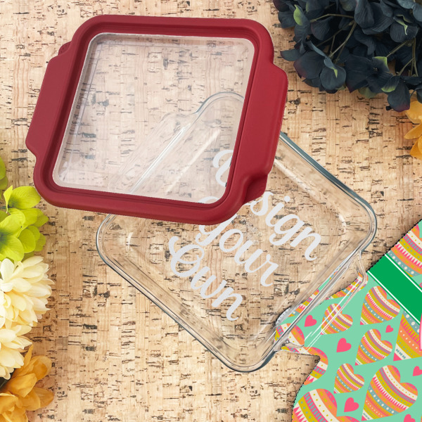 Custom Design - Glass Cake Dish - 8"x8" - Lifestyle