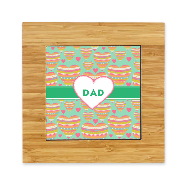Custom Hearts Bamboo Trivet with Ceramic Tile Insert (Personalized)