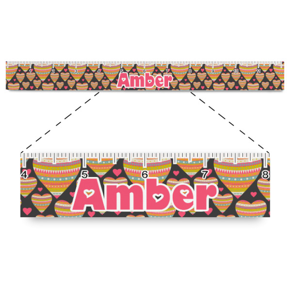 Custom Hearts Plastic Ruler - 12" (Personalized)
