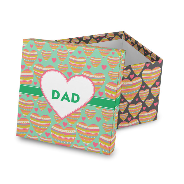 Custom Hearts Gift Box with Lid - Canvas Wrapped (Personalized)