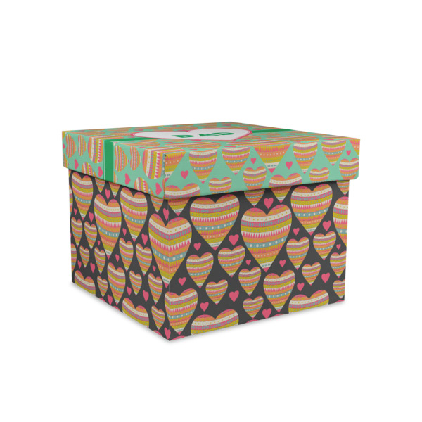 Custom Hearts Gift Box with Lid - Canvas Wrapped - Medium (Personalized)