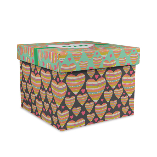 Custom Hearts Gift Box with Lid - Canvas Wrapped - Large (Personalized)
