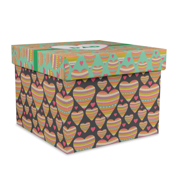 Custom Hearts Gift Box with Lid - Canvas Wrapped - X-Large (Personalized)