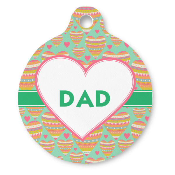 Custom Hearts Round Pet ID Tag (Personalized)