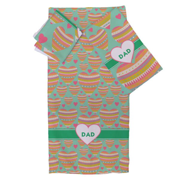 Custom Hearts Bath Towel Set - 3 Pcs (Personalized)