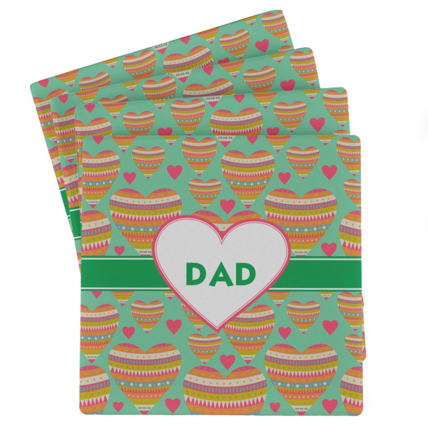 Custom Hearts Absorbent Stone Coasters - Set of 4 (Personalized)