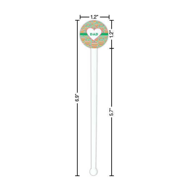 Custom Design - White Plastic 7" Stir Stick - Round - Dimensions