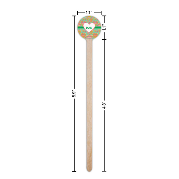Custom Design - Wooden 6" Stir Stick - Round - Dimensions