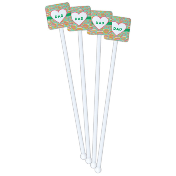 Custom Design - White Plastic Stir Stick - Double Sided - Square - Fan