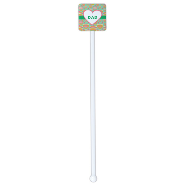 Custom Design - White Plastic Stir Stick - Double Sided - Square - Single Stick