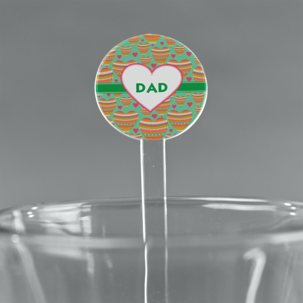 Custom Hearts 7" Round Plastic Stir Sticks - Clear (Personalized)