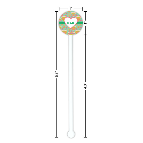 Custom Design - White Plastic 5.5" Stir Stick - Round - Dimensions