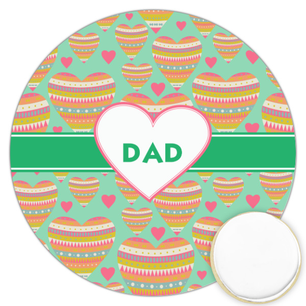 Custom Hearts Printed Cookie Topper - 3.25" (Personalized)