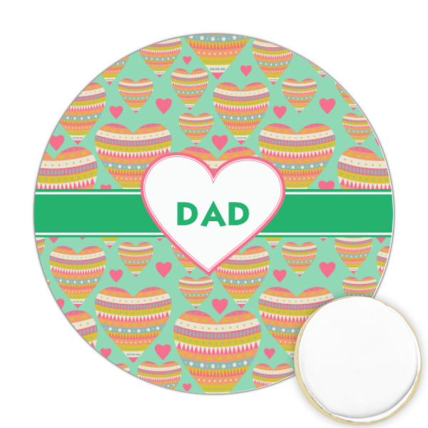 Custom Hearts Printed Cookie Topper - Round (Personalized)
