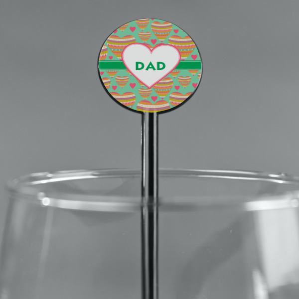 Custom Design - Black Plastic 5.5" Stir Stick - Round - Main