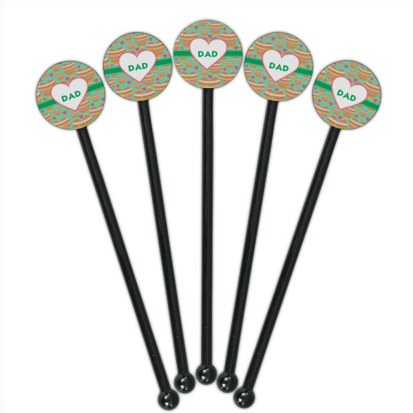 Custom Design - Black Plastic 5.5" Stir Stick - Round - Fan View