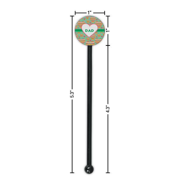 Custom Design - Black Plastic 5.5" Stir Stick - Round - Dimensions