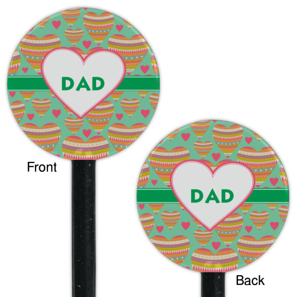 Custom Design - Black Plastic 5.5" Stir Stick - Double Sided - Round - Front & Back