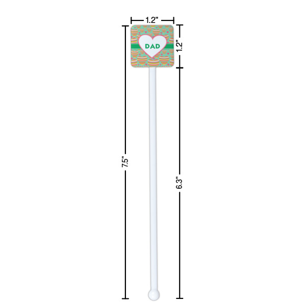 Custom Design - White Plastic Stir Stick - Square - Dimensions