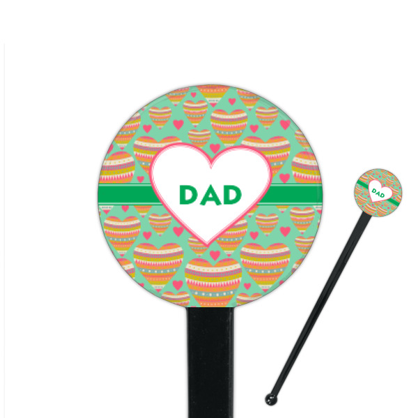 Custom Hearts 7" Round Plastic Stir Sticks - Black - Single Sided (Personalized)