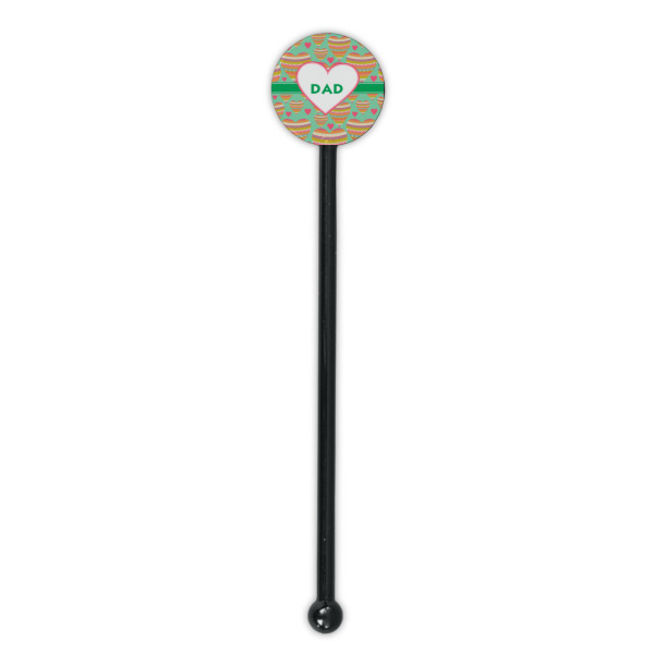 Custom Design - Black Plastic 5.5" Stir Stick - Round - Single Stick