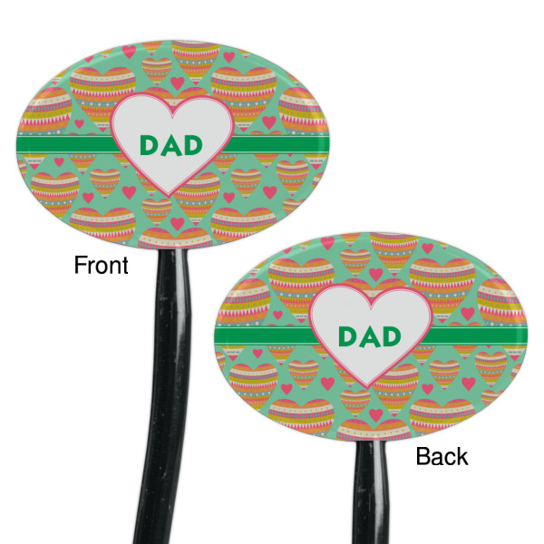 Custom Design - Black Plastic 7" Stir Stick - Double Sided - Oval - Front & Back