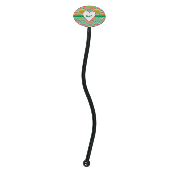 Custom Design - Black Plastic 7" Stir Stick - Oval - Single Stick
