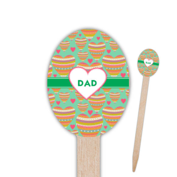 Custom Hearts Oval Wooden Food Picks (Personalized)