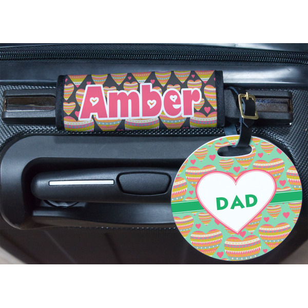 Custom Design - Round Luggage Tag & Handle Wrap - In Context