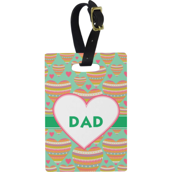 Custom Hearts Plastic Luggage Tag - Rectangular w/ Monogram