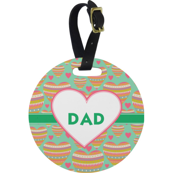 Custom Hearts Plastic Luggage Tag - Round (Personalized)