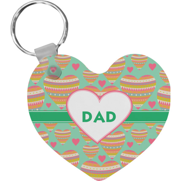 Custom Hearts Heart Plastic Keychain w/ Monogram