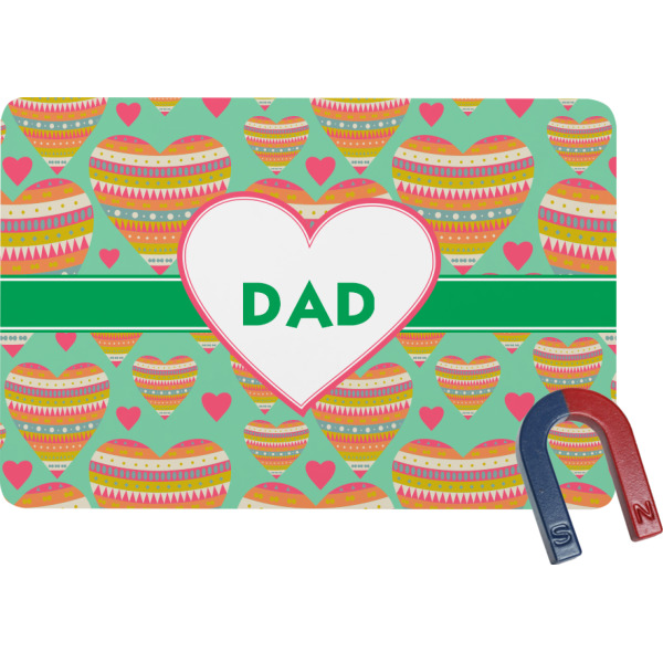 Custom Hearts Rectangular Fridge Magnet w/ Monogram