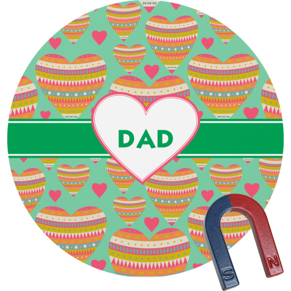 Custom Hearts Round Fridge Magnet (Personalized)