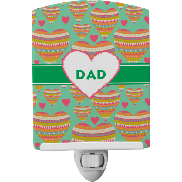 Custom Hearts Ceramic Night Light w/ Monogram