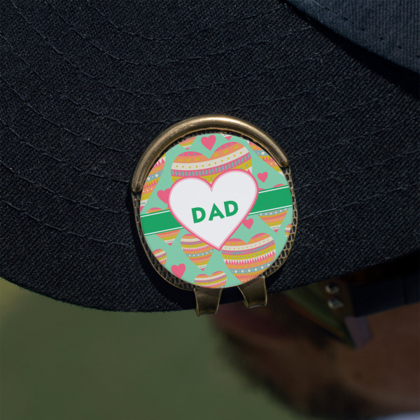 Custom Design - Golf Ball Marker Hat Clip - Gold - On Hat