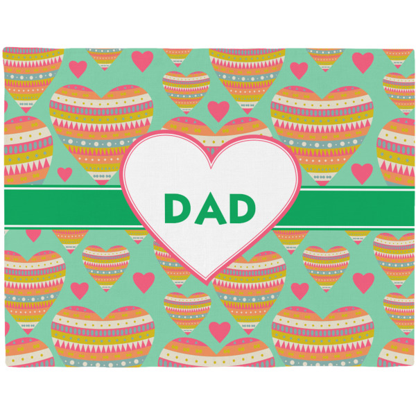 Custom Hearts Woven Fabric Placemat - Twill w/ Monogram