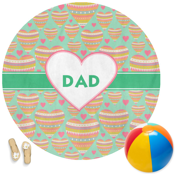 Custom Hearts Round Beach Towel (Personalized)
