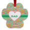 Hearts Metal Paw Ornament - Double Sided w/ Monogram